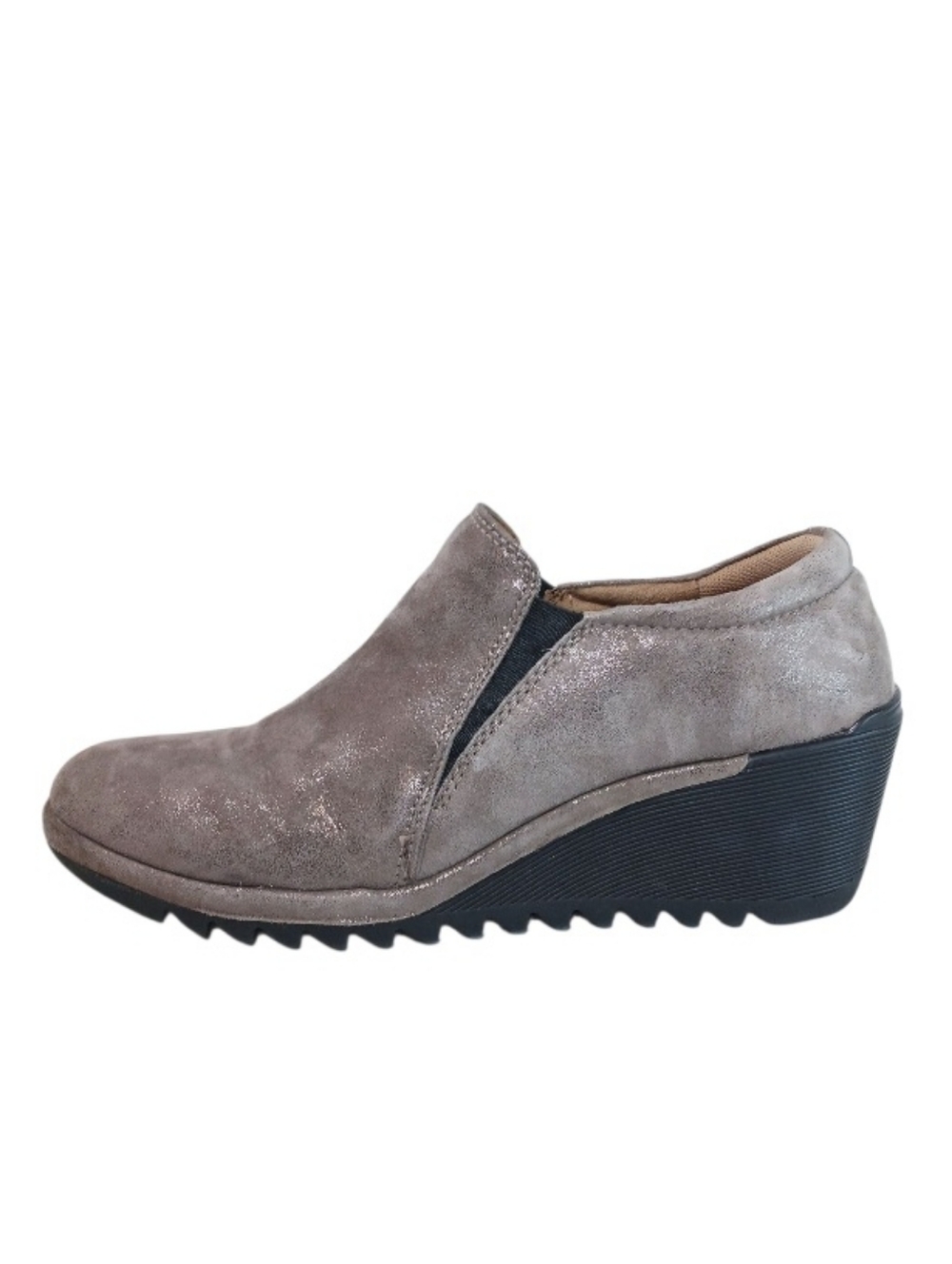 Comfortiva Wedges Women's 10 Metallic Brown Leather Slip-on Casual Comfort Shoes